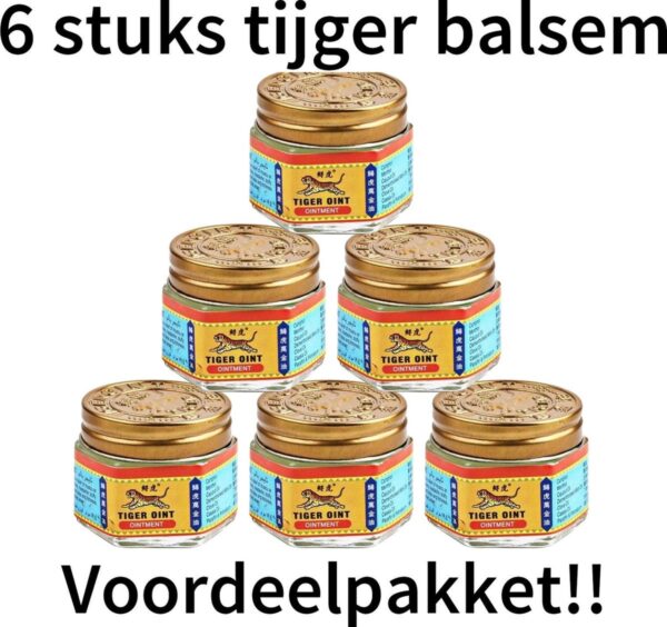 Tiger Balm - Tijgerbalsem - Rode Balsem - Sterk - Spierbalsem - Voor Soepele Spieren & Gewrichten - 6 stuks - 6 x 21 gram