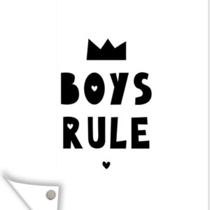 Tuin decoratie Boys Rule - Quotes - Spreuken - Kinderen - Jongens - 30x40 cm - Tuindoek - Buitenposter