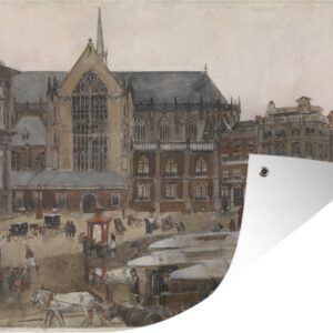 Tuin decoratie De Dam te Amsterdam - Schilderij van George Hendrik Breitner - 40x30 cm - Tuindoek - Buitenposter