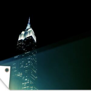 Tuin decoratie Nachtverlichting op het Empire State Building - 40x30 cm - Tuindoek - Buitenposter