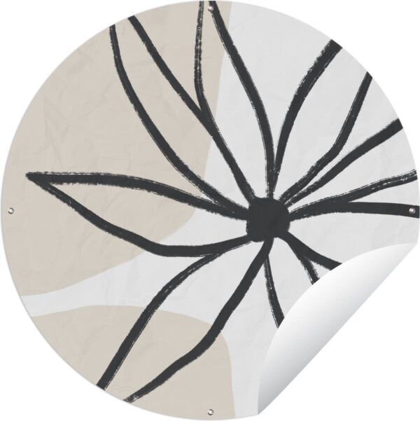 Tuincirkel Bloemen - Minimalisme - Pastel - 120x120 cm - Ronde Tuinposter - Buiten XXL / Groot formaat!