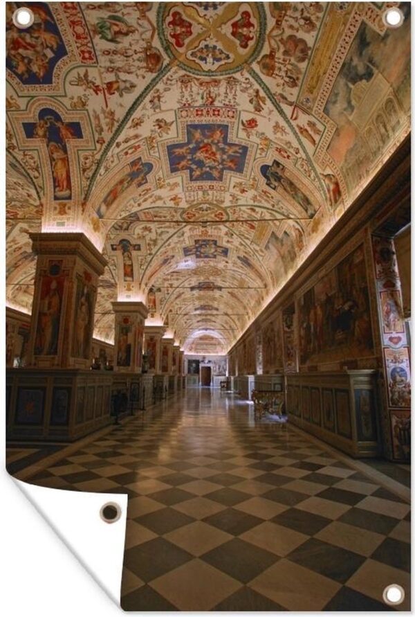 Tuindecoratie Fantastisch plafond in de hal van het Vaticaanse Musea in Italië - 40x60 cm - Tuinposter - Tuindoek - Buitenposter