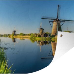 Tuindecoratie Molen - Water - Reflectie - Nederland - 60x40 cm - Tuinposter - Tuindoek - Buitenposter