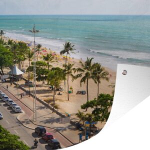 Tuindecoratie Tropische palmbomen op het strand van Recife Brazilië - 60x40 cm - Tuinposter - Tuindoek - Buitenposter