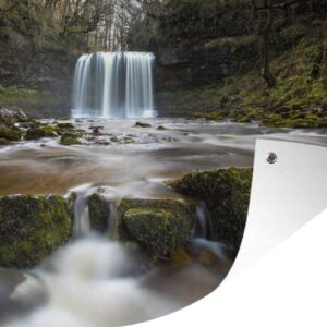 Tuindecoratie Waterval bij het Nationaal park Brecon Beacons in Wales - 60x40 cm - Tuinposter - Tuindoek - Buitenposter