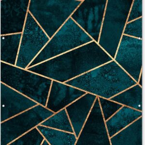 Tuinposter - Blauw - Luxe - Goud - Edelstenen - Patroon - Tuindoek - Tuindecoratie wanddecoratie - 120x180 cm