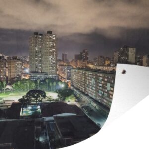 Tuinposter - Tuindoek - Tuinposters buiten - Nachtelijke skyline Caracas Venezuela - 120x80 cm - Tuin