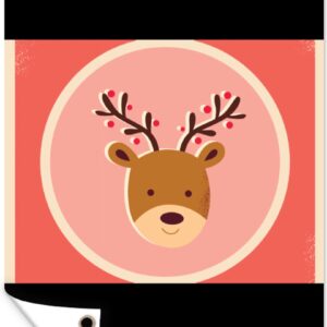 Tuinposter - Tuindoek - Tuinposters buiten - Rendier - Quotes - Kerst - Merry christmas - Rood - Vintage - 80x120 cm - Tuin