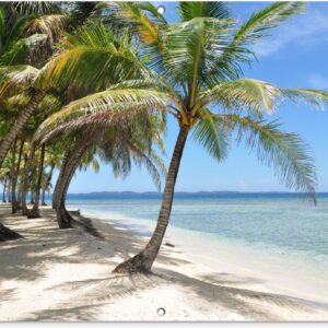 Tuinposter - Tuindoek - Tuinposters buiten - Wit zand en helder water bij de San Blas-eilanden in Panama - 120x80 cm - Tuin