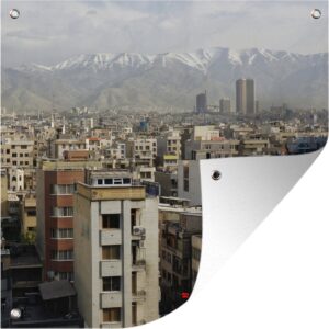 Tuinposters Bergen op de achtergrond in Teheran - 50x50 cm - Tuindoek - Buitenposter