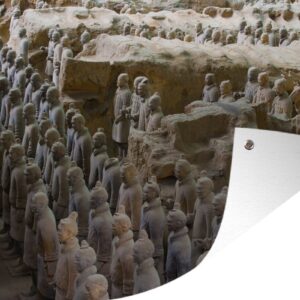Tuinposters buiten De archeologische vondst genaamd het Terracotta leger in China - 90x60 cm - Tuindoek - Buitenposter