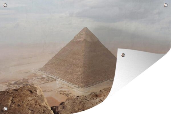 Tuinposters buiten Zicht vanaf de Piramide van Cheops Egypte - 90x60 cm - Tuindoek - Buitenposter