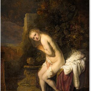 Tuinschilderij Suzanna - Rembrandt van Rijn - 60x80 cm - Tuinposter - Tuindoek - Buitenposter