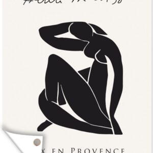Tuinschilderij Vrouw - Abstract - Zwart - Henri Matisse - 60x80 cm - Tuinposter - Tuindoek - Buitenposter