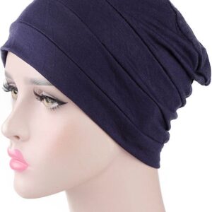Tulband - Head wrap - Chemo muts - Haarband Damesmutsen - Tulband cap - Hoofddeksel - Beanie - Hoofddoek - Muts - Donkerblauw - Hijab - Slaapmuts - Hoofdwear - Haarverzorging