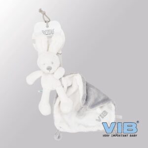 VIB® - Pluche Konijn houdt doekje vast VIB (Wit) - Babykleertjes - Baby cadeau