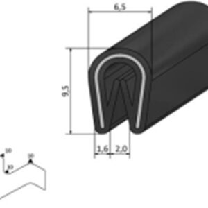 VRR - U-profiel GRIJS - Klemprofiel rubber - randbescherming 1-2 mm - Per 5 , 10 of 50 meter