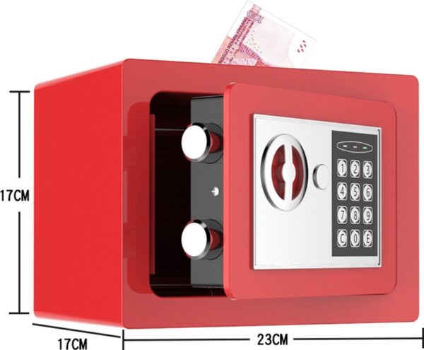 Veilige volledig stalen huishoudelijke kleine kluis, mini-inbouw elektronische muntspaarpot met wachtwoord Rood
