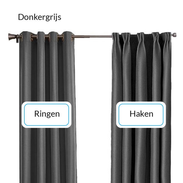 Verduisterende & isolerende gordijnen - Donkergrijs - ringen - 150x250cm