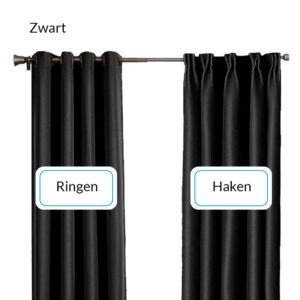 Verduisterende & isolerende gordijnen - Zwart - Haken - 150x250cm