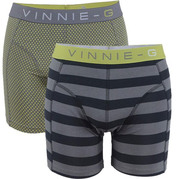 Vinnie-G boxershorts Lime Dot - Stripe 2-pack