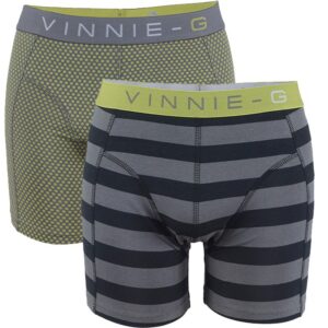Vinnie-G boxershorts Lime Dot - Stripe 2-pack -L