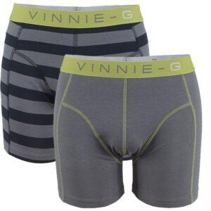 Vinnie-G boxershorts Lime Stripe - Grey 2-pack -M