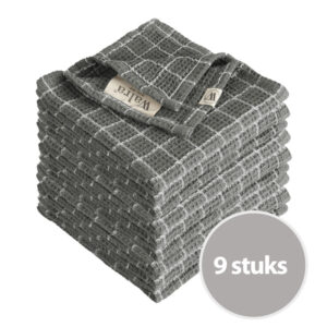 Walra Vaatdoek Dry with Cubes Off Black - 9 stuks