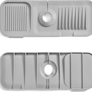 Waterval Siliconen Mat voor Keukenkraan - Anti lek tray Keuken Badkamer - Wastafel Splash Bescherming - Lichtgrijs 37cm
