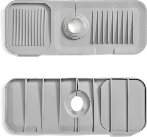 Waterval Siliconen Mat voor Keukenkraan - Anti lek tray Keuken Badkamer - Wastafel Splash Bescherming - Lichtgrijs 37cm