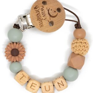 Wavy Dreams - Speenkoord met naam - Jongen - Kraamcadeau - Natuurtinten - Speenketting met naam- Model Teun