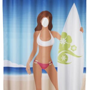 Wenko douchegordijn | Surfing Girl | 180 x 200 cm | Textiel |incl ringen |anti-schimmel