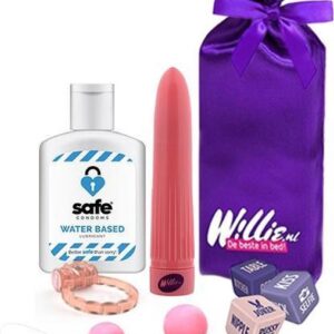 Willie Toys Sextoys - Starterspakket - Vibrator, Ben Wa ballen & Dobbelstenen - Inclusief: Safe Glijmiddel & Opbergzakje