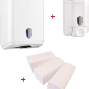 WillieJan handen wassen bundel - Zeepdispenser - Handdoekjes dispenser + 3 bundels handdoekjes