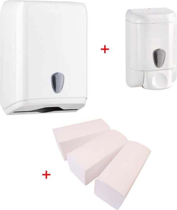 WillieJan handen wassen bundel - Zeepdispenser - Handdoekjes dispenser + 3 bundels handdoekjes