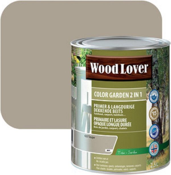 WoodLover Color Garden 2 in 1 - Taupe - 2.5L - 8m² - 420 - Taupe