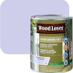 WoodLover Color Garden - Beits - Decoratieve dekkende beits 2 in 1 ( grondlaag en eindlaag) - 430 - Lavendelgrijs - 2,50 l