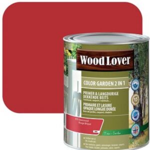 WoodLover Color Garden - Beits - Decoratieve dekkende beits 2 in 1 ( grondlaag en eindlaag) - 470 - Steenrood - 2,50 l