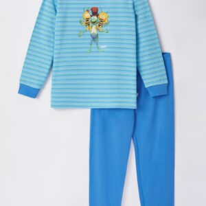 Woody pyjama jongens - blauw fijn gestreept - Maya de Bij - 221-1-CPA-Z/928 - maat 128
