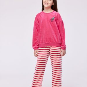 Woody pyjama meisjes -roze - kalkoen - 232-10-PDV-V/388 - maat 176