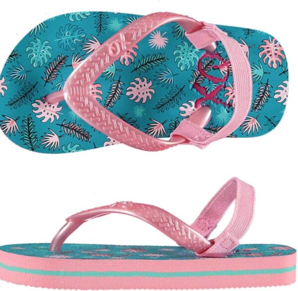 XQ Footwear - Teenslippers - Meisjes - Sunny - Leafs - Blauw - Roze - Maat 19/20