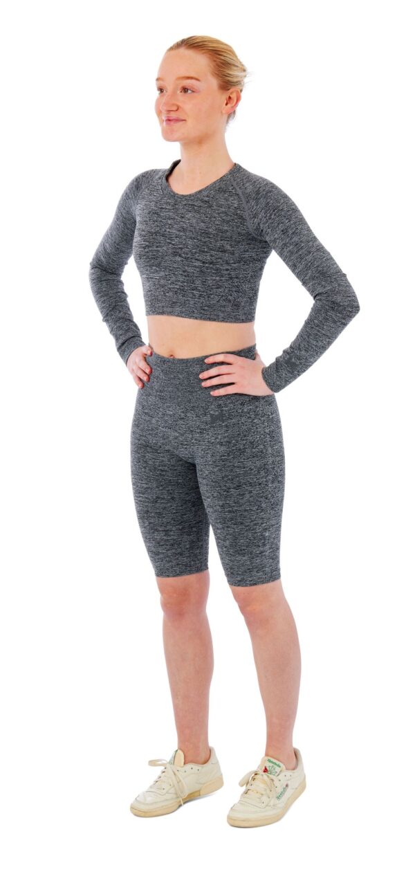 Xtreme Sportswear Dames Sportset - Korte Sportlegging + Sport Croptop - Antraciet Melange-M