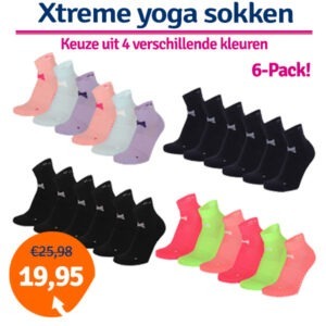Xtreme Yoga Sokken 6-pack Zwart-35/38