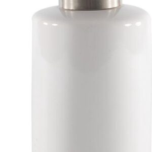 Zeeppompje/zeepdispenser wit keramiek 20 cm - Navulbare zeep houder - Toilet/badkamer accessoires