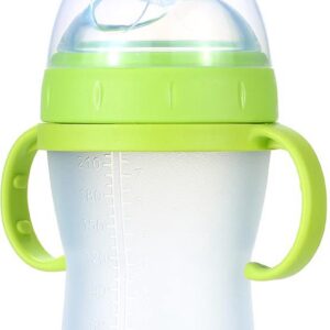 Zuigfles Siliconen Babyfles met Handvaten | Voedingsfles Melkfles voor Baby Drinkbeker | 240ml Groen