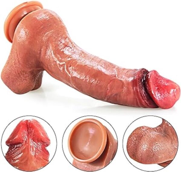 seksspeelgoed voor koppels, anale dildo's, realistische siliconen dubbele dildo met 3D-testikels 26 cm