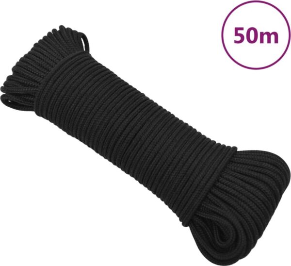 vidaXL-Boottouw-3-mm-50-m-polypropeen-zwart